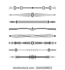 Set Black Simple Line Collection Doodle Border Elements Vector Design Style Sketch Isolated Illustration For Banner