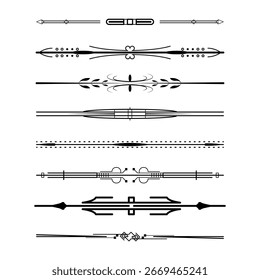 Conjunto Negro Línea Simple Colección Doodle Elementos de borde Vector Diseño Estilo Sketch Ilustración aislada para el Anuncio