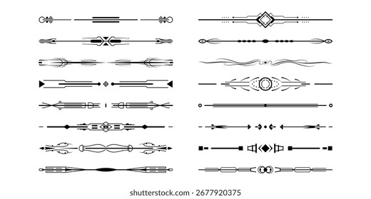 Set Black Simple Line Collection Doodle Border Elements Vector Design Style Sketch Isolated Illustration For Banner