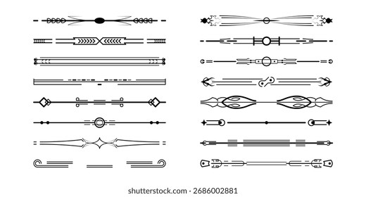Set Black Simple Line Collection Doodle Border Elements Vector Design Style Sketch Isolated Illustration For Banner