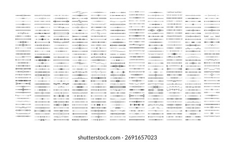 Set Black Simple Line Collection Doodle Border Elements Vector Design Style Sketch Isolated Illustration For Banner