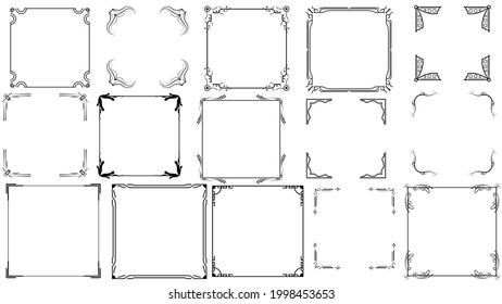 Set Black Simple Line Frame Collection Stock Vector (Royalty Free ...