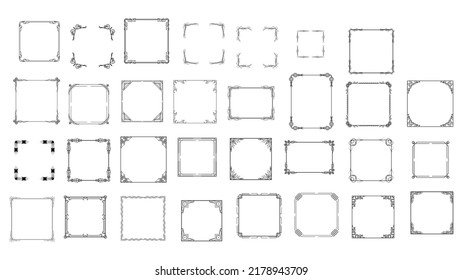 Set Black Simple Line Frame Collection Stock Vector (Royalty Free ...