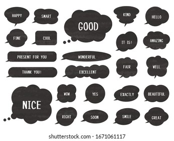 Set of black simple speech bubbles in watercolor style.
Can be used for various advertising and card designs.
Version with sample text.