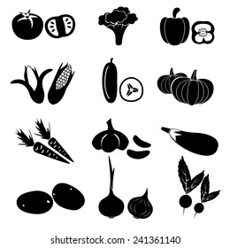 set of black simple vegetables icons eps10