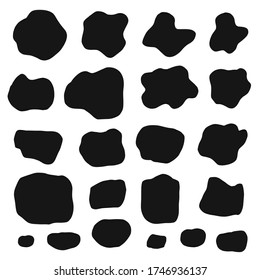 Set of black simply doodle random shapes. Organic blob round form collection