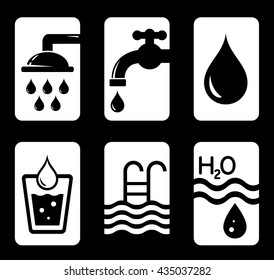 set of black six concept water icons
