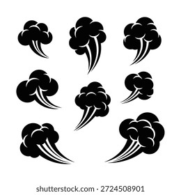 Conjunto de Black Smoke ou Steam Cloud Icons ilustração vetorial