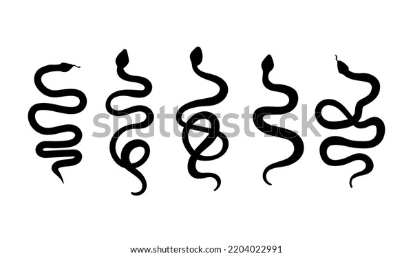 Set Black Snakes Silhouettes Halloween Mystic Stock Vector (Royalty ...