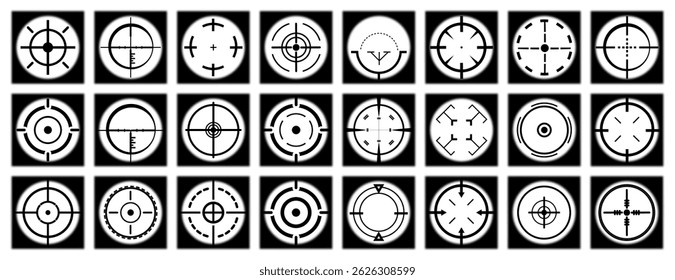 Conjunto de icono de puntería de francotirador negro. Ilustración vectorial