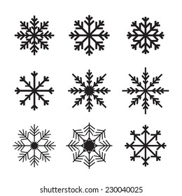 Set of black snowflakes