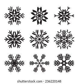 Set of black snowflakes