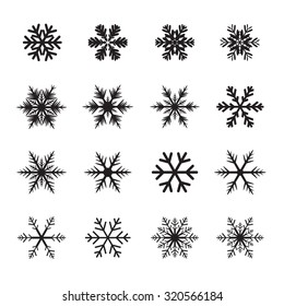 Set of black snowflakes. Vector Collection.
