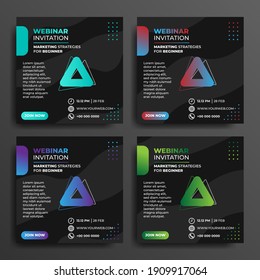 Set of Black Social media post template design. good template for advertising design.
