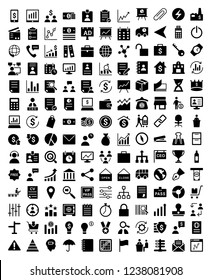 Set Of Black Solid Business Icons