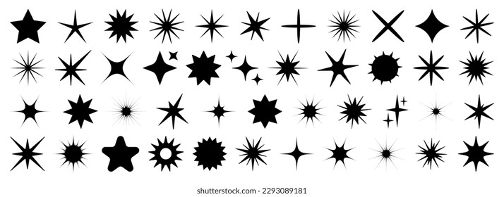 Set of black sparkle stars. Twinkle stars collection. Stars icon