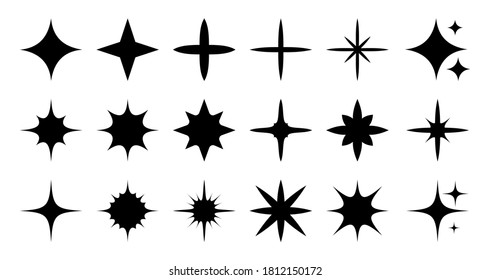 Set of black sparkles. Stars. Vector illustration.