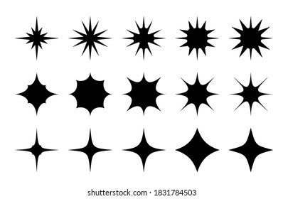 Set of black sparkles. Stars. Vector illustration.