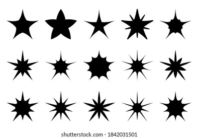 Set of black sparkles. Stars. Vector illustration.