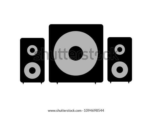 Set Black Speakers Woofer On White Stock Vector Royalty Free 1094698544