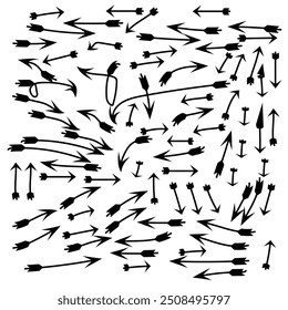 Set of black special arrow brush vector stroke 