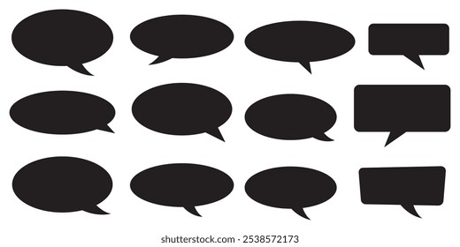 Set of black speech bubble collection .set of black speech bubble cartoon box icon set . speech bubble vector. comment box icon vector set. chat icon vector .conversation icon vector .