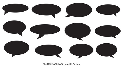 Set of black speech bubble collection .set of black speech bubble cartoon box icon set . speech bubble vector. comment box icon vector set. chat icon vector .conversation icon vector .
