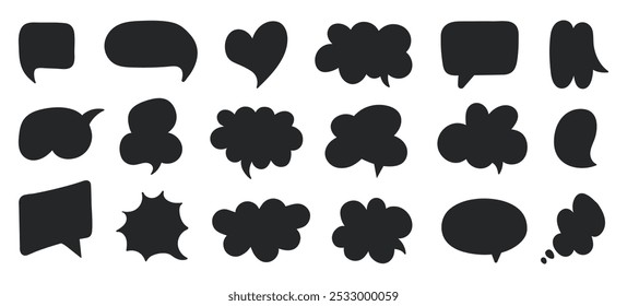 Set of black speech bubbles. Cartoon balloon word design. Vector illustration