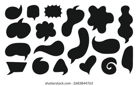 Set of black speech bubbles. Cartoon balloon word design. Vector illustration
