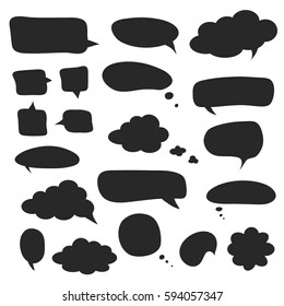 Set of black speech bubbles and dialog balloons. Vector simple elements for your design 
