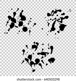 Set of black splash on white background vector illustration. Ink splash isolated on white background