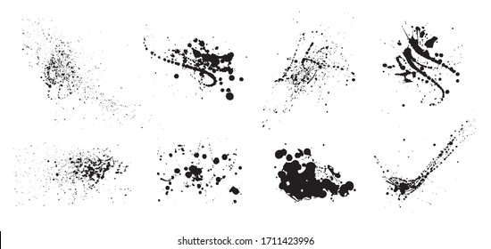 Set of black splatters and stains. Drop and blob of ink. Vector illustration isolated on white background.