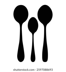 Set black spoon silhouette icon vector isolated on white background