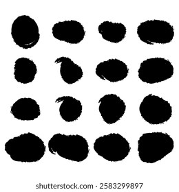 Set of black spots on a white background.Vector abstract uneven circles