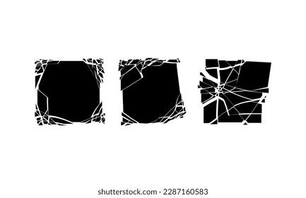 Set black square explode shapes. Cube broken, Vector geometric illustration concept