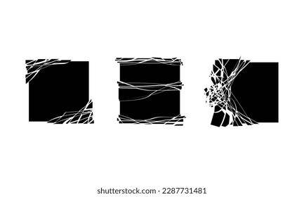 Set black square explode shapes. Cube broken, Vector geometric illustration concept