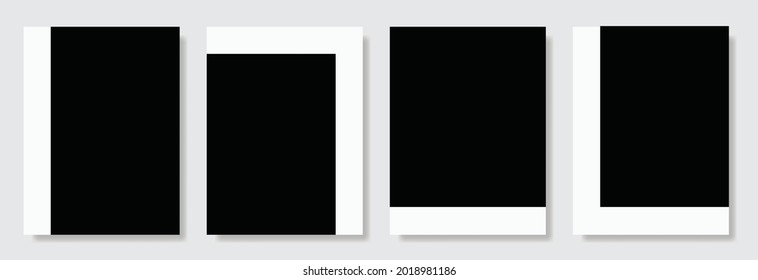 Set of black square minimalistic abstract shapes with wide white lines. Minimal modern posters, wall art forms, print art, decorations, displays, and everything related to decoration.
