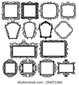 set of black square vintage frames, design elements