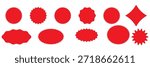 Set of black star burst shape tags for price. Circle sticker. Wavy edge promo badges. Blank sale stickers collection. Design elements of Price sticker, sale sticker, starburst, quality mark, retro.