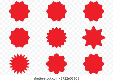 Conjunto de etiquetas de forma de explosión de estrella negra para el Precio. Etiqueta engomada del círculo. Insignias de promoción de borde ondulado. Colección de pegatinas de venta en blanco. Elementos de diseño de etiqueta engomada del Precio, etiqueta engomada de la venta, estallido estelar, marca de calidad, EPS retro