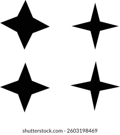 Set of Black Star Silhouette Vector Illustration Icons
