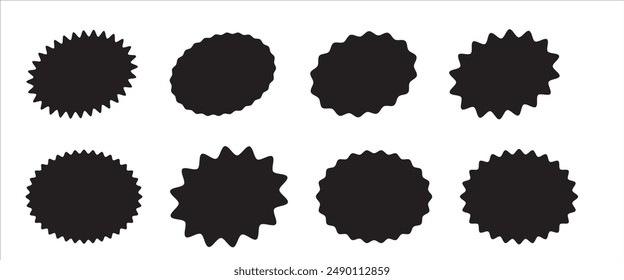 Set von schwarzen Starburst, leere Sunburst Abzeichen. Design-Elemente mit weißem Hintergrund.