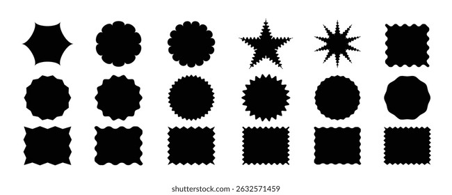 Set of black starburst, starburst labels. Black icons on white background.Starburst badges and stickers Super sale badges and labels vector collection.
