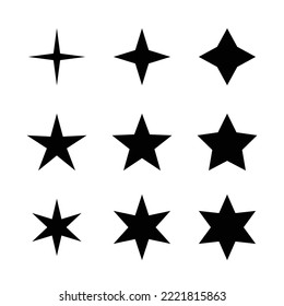 Juego de iconos de las estrellas negras para la decoración o el diseño de sitios web