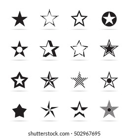 Set of Black Stars. Vector Illustration.