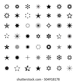 Set of Black Stars. Vector Illustration.