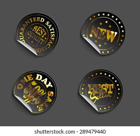 set of black  stickers, vector illustration