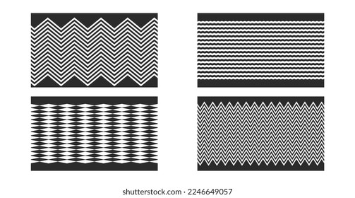 set of black stripe zig zag shape motif pattern