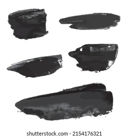 Set of black stroke brushes isolated on white