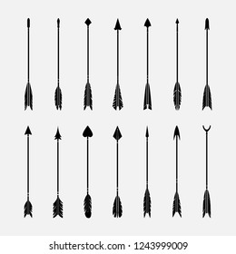 Conjunto de vectores de flecha negros y elegantes